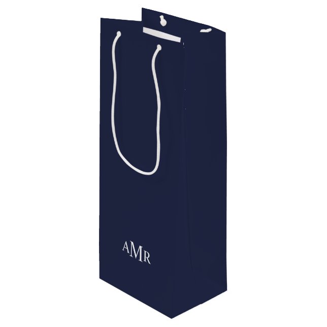 Classic Personalised Monogram Wine Gift Bag (Front Angled)
