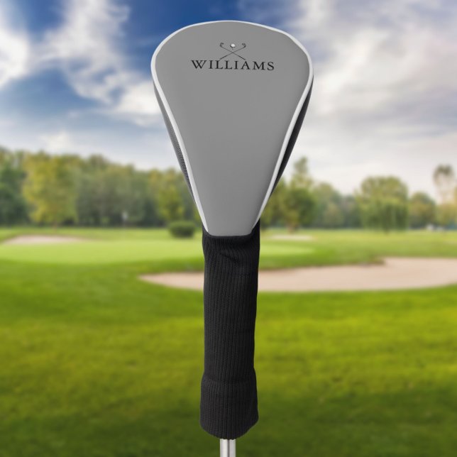 Classic Personalised Name Golf Clubs Grey Head Cover (Creator Uploaded)