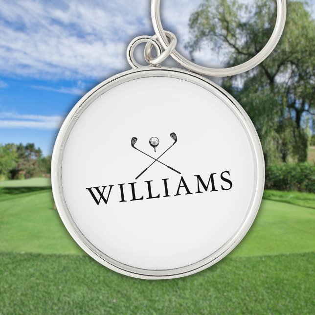 Classic Personalised Name Golf Clubs Key Ring (Classic Personalized Name Golf Clubs Keychain)