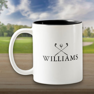 Classic Personalised Name Golf Clubs Two-Tone Coffee Mug