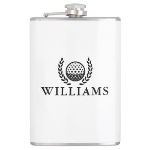 Classic Personalised Name Monogram Golf Ball Hip Flask