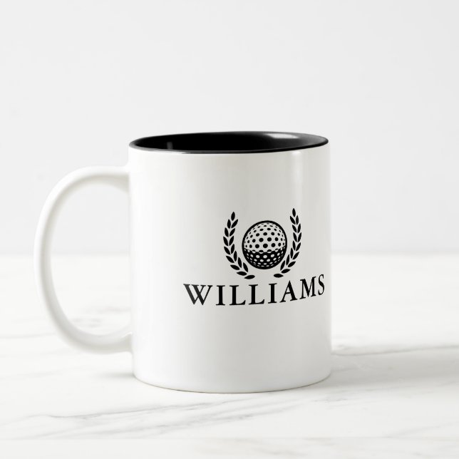 Classic Personalised Name Monogram Two-Tone Coffee Mug (Left)