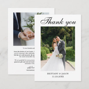 Classic Personalised Photo Wedding Thank You Card