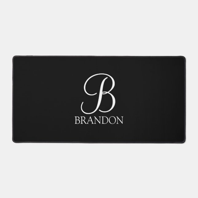 Classic Personalised Script Monogram and Name Desk Mat (Front)