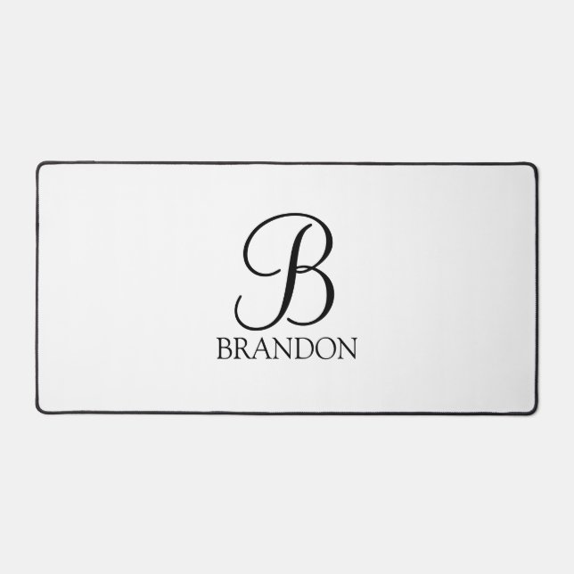 Classic Personalised Script Monogram and Name Desk Mat (Front)