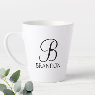 Classic Personalised Script Monogram and Name Latte Mug
