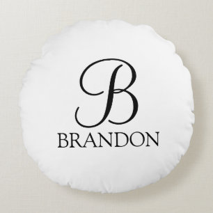Classic Personalised Script Monogram and Name Round Cushion