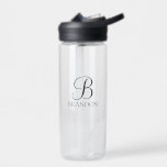 Classic Personalised Script Monogram and Name Wate Water Bottle<br><div class="desc">Personalised Monogram and Name Gift
features personalised monogram in black classic script font style and name in black classic serif font style.

Perfect as holiday gift,  father's day gift for dad and gift for any special occasions.</div>