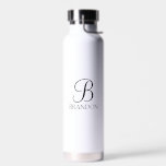 Classic Personalised Script Monogram and Name Water Bottle<br><div class="desc">Personalised Monogram and Name Gift
features personalised monogram in black classic script font style and name in black classic serif font style on white background.

Perfect as holiday gift,  father's day gift for dad and gift for any special occasions.</div>