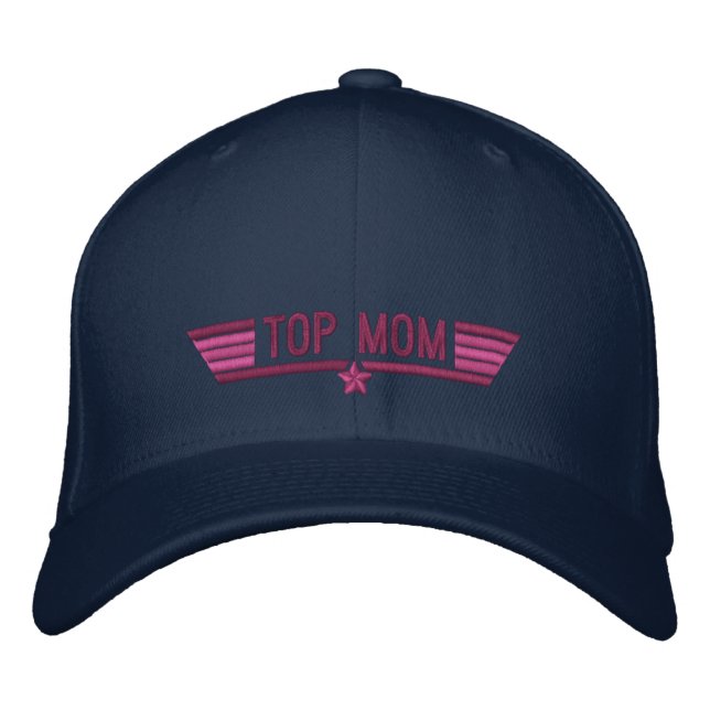 Classic Personalised Top Gun Mum Wings or My Text Embroidered Hat (Front)