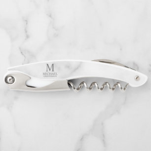 Classic Personalized Groomsman Monogram and Name Corkscrew