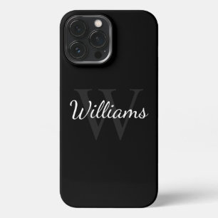 Classic Personalized Monogram and Name Black iPhone 13 Pro Max Case