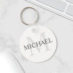 Classic Personalized Monogram and Name Key Ring<br><div class="desc">Personalized Monogram and Name Gift
features personalized name in grey and monogram in light grey as background,  in classic serif font style,  
on white background.

Perfect as holiday gift,  family reunion favors,  thank you gift for groomsmen and gift for any special occasions.</div>