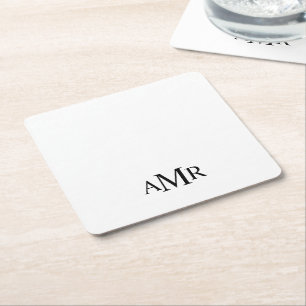 Classic Personalized Monogram Square Paper Coaster