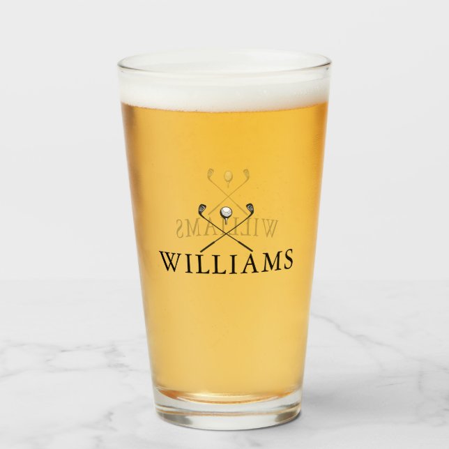 Classic Personalized Name Golf Clubs Glass (Front Filled)