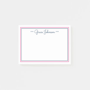 Classic Personalized Post-it Notes   Navy & Pink