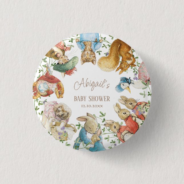 Classic Peter the Rabbit Baby Shower 3 Cm Round Badge (Front)
