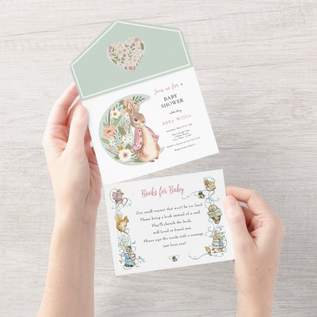 Classic Peter the Rabbit Baby Shower All In One In All In One Invitation (Tearaway)