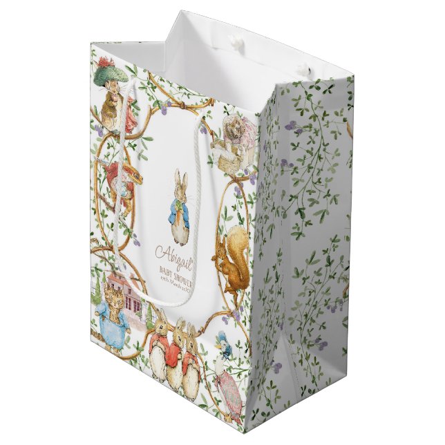 Classic Peter the Rabbit Baby Shower  Medium Gift Bag (Front Angled)