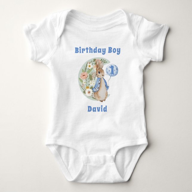Classic Peter the Rabbit Birthday Baby Bodysuit (Front)