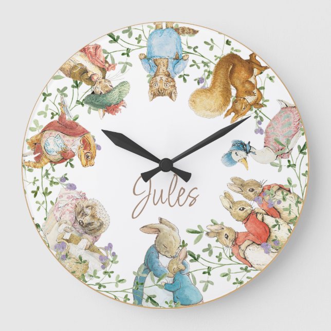Classic Peter the Rabbit Birthday Large Clock (Front)