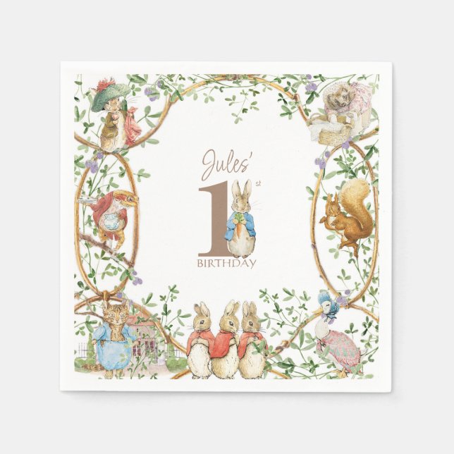 Classic Peter the Rabbit Birthday Napkin (Front)