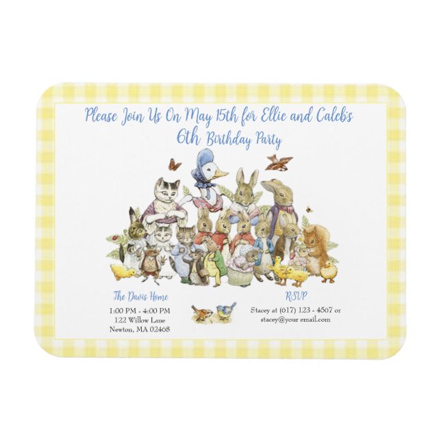 Classic Peter the Rabbit Birthday Party Invitation Magnet (Horizontal)