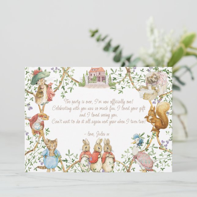 Classic Peter the Rabbit Birthday Thank You Card (Standing Front)