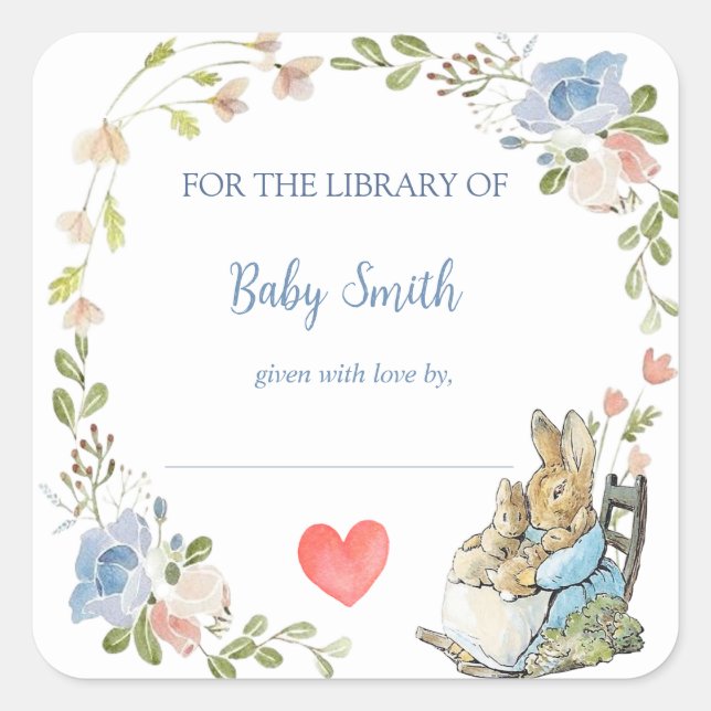 Classic Peter the Rabbit Book Plate Square Sticker (Front)