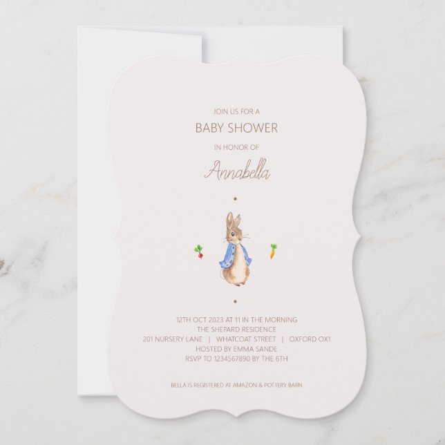Classic Peter the Rabbit Bunny Beatrix Baby Shower Invitation (Front)