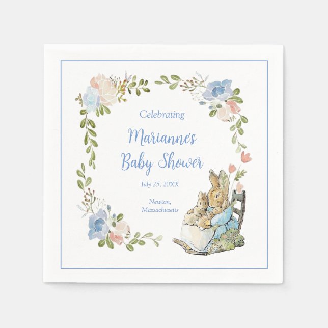 Classic Peter the Rabbit Twin Baby Shower  Napkin (Front)