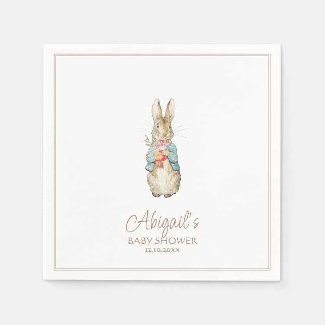 Classic Peter the Rabbit Winter Baby Shower Napkin (Front)