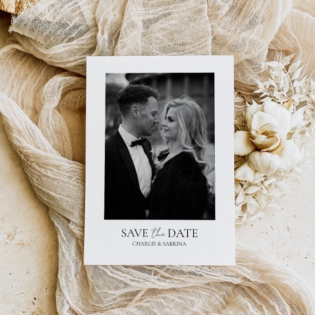 Classic Photo and Text Wedding Save the Date Announcement Postcard (Creator Uploaded)
