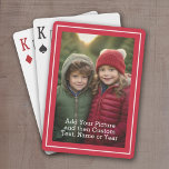 Classic Photo and Text With Red Border Playing Cards<br><div class="desc">A fun way to capture memories and share them with friends. Add a vertical photo and your favourite caption to make a cool gift for friends.</div>