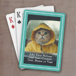 Classic Photo and Text With Teal Border Playing Cards<br><div class="desc">A fun way to capture memories and share them with friends. Add a vertical photo and your favourite caption to make a cool gift for friends.</div>
