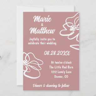 Classic Photo Dusty Rose Floral Wedding Invitation