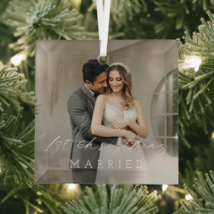 Classic Photo Elegant First Christmas Glass Tree Decoration