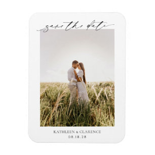 Classic Photo Elegant Wedding Save the Date Magnet