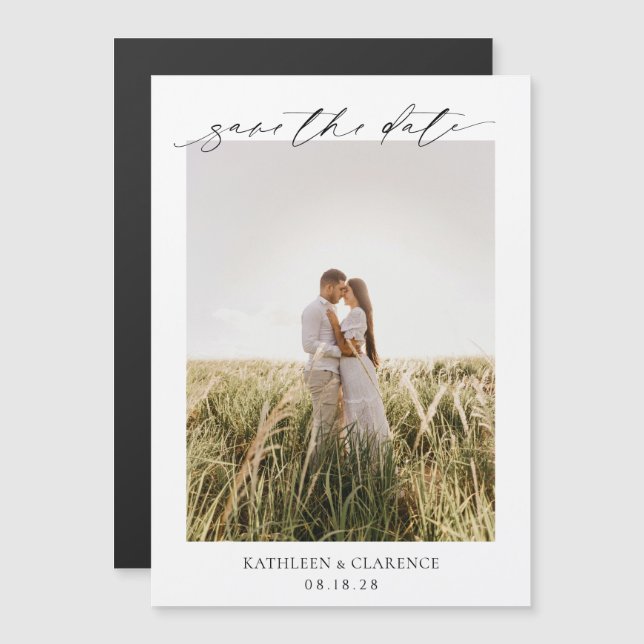 Classic Photo Elegant Wedding Save the Date Magnetic Invitation (Front/Back)