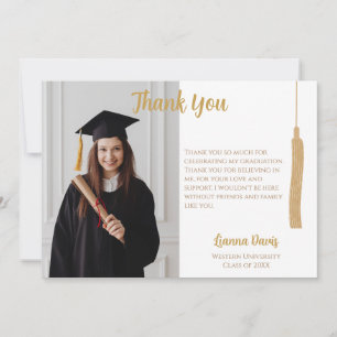 Classic Photo Gold Tassel Graduation Thank You Card
