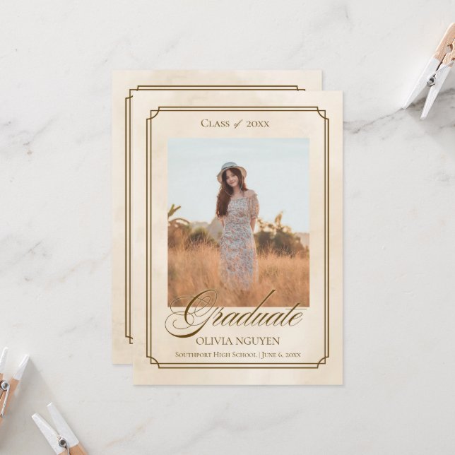 Classic Photo Graduation Announcement Invitation (Front/Back In Situ)