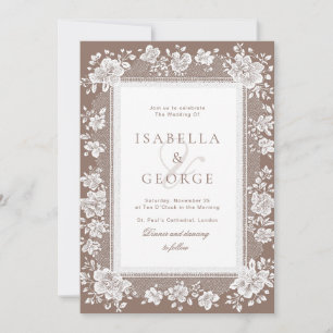 Classic Photo Lace Old Money All in One Wedding Invitation