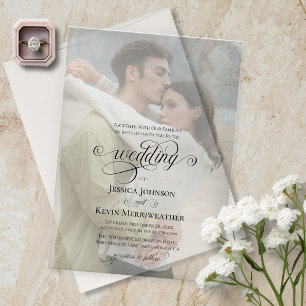 Classic Photo Overlay Simple Elegant Wedding Acrylic Invitations