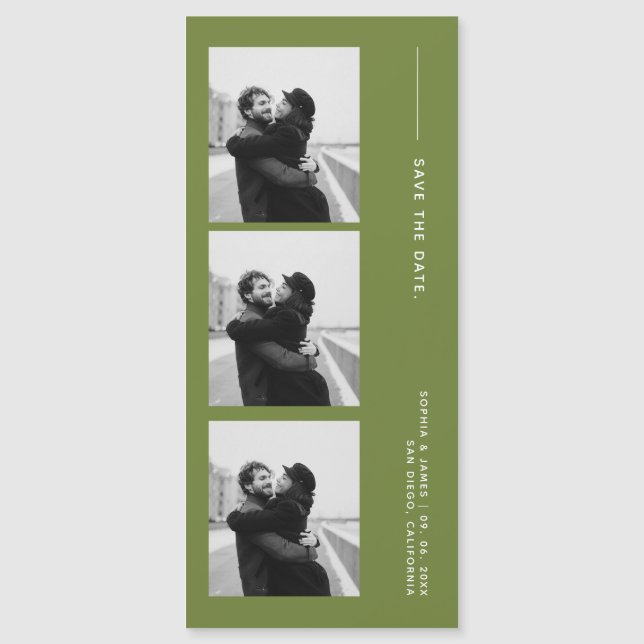 Classic Photo Strip Wedding Magnetic Save The Date (Front)
