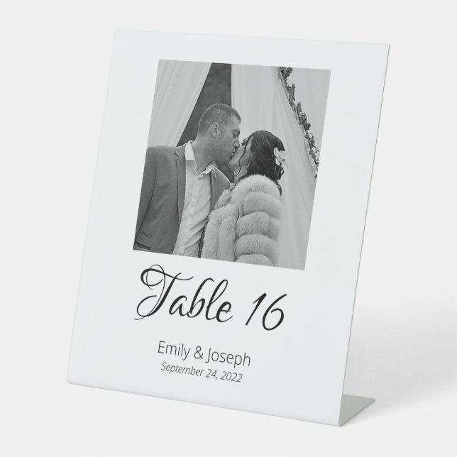 Classic Photo Table Numbers Pedestal Sign (Front)