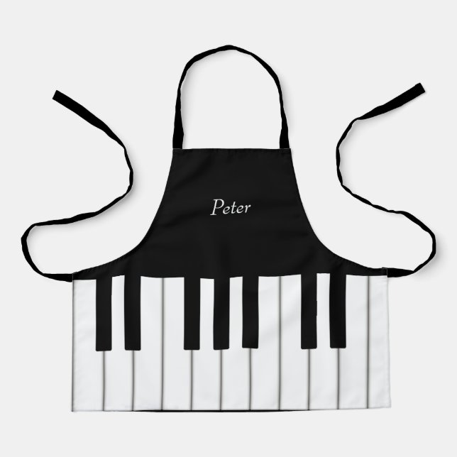 Classic Piano Keyboard Personalised Kids' Music Apron (Front)
