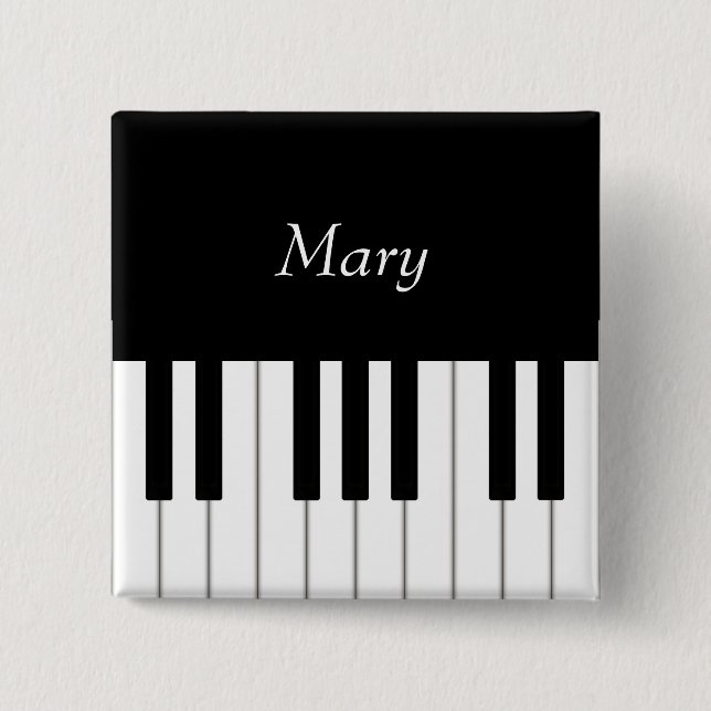 Classic Piano Keyboard Personalised Music 15 Cm Square Badge (Front)