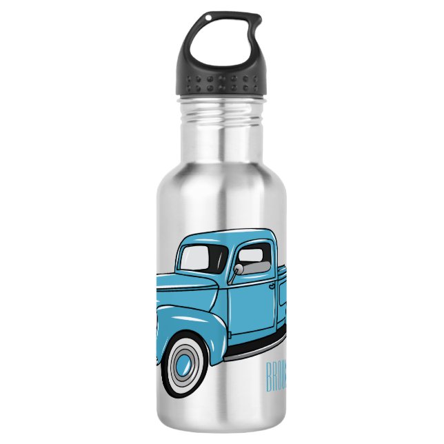 Classic pick up truck cartoon illustration 532 ml water bottle (Front)
