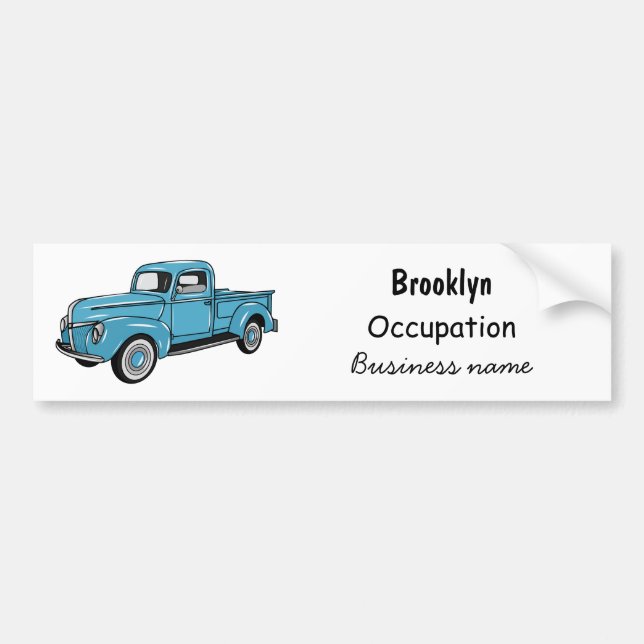 Classic pick up truck cartoon illustration bumper sticker (Front)
