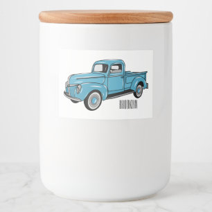 Classic pick up truck cartoon illustration food label